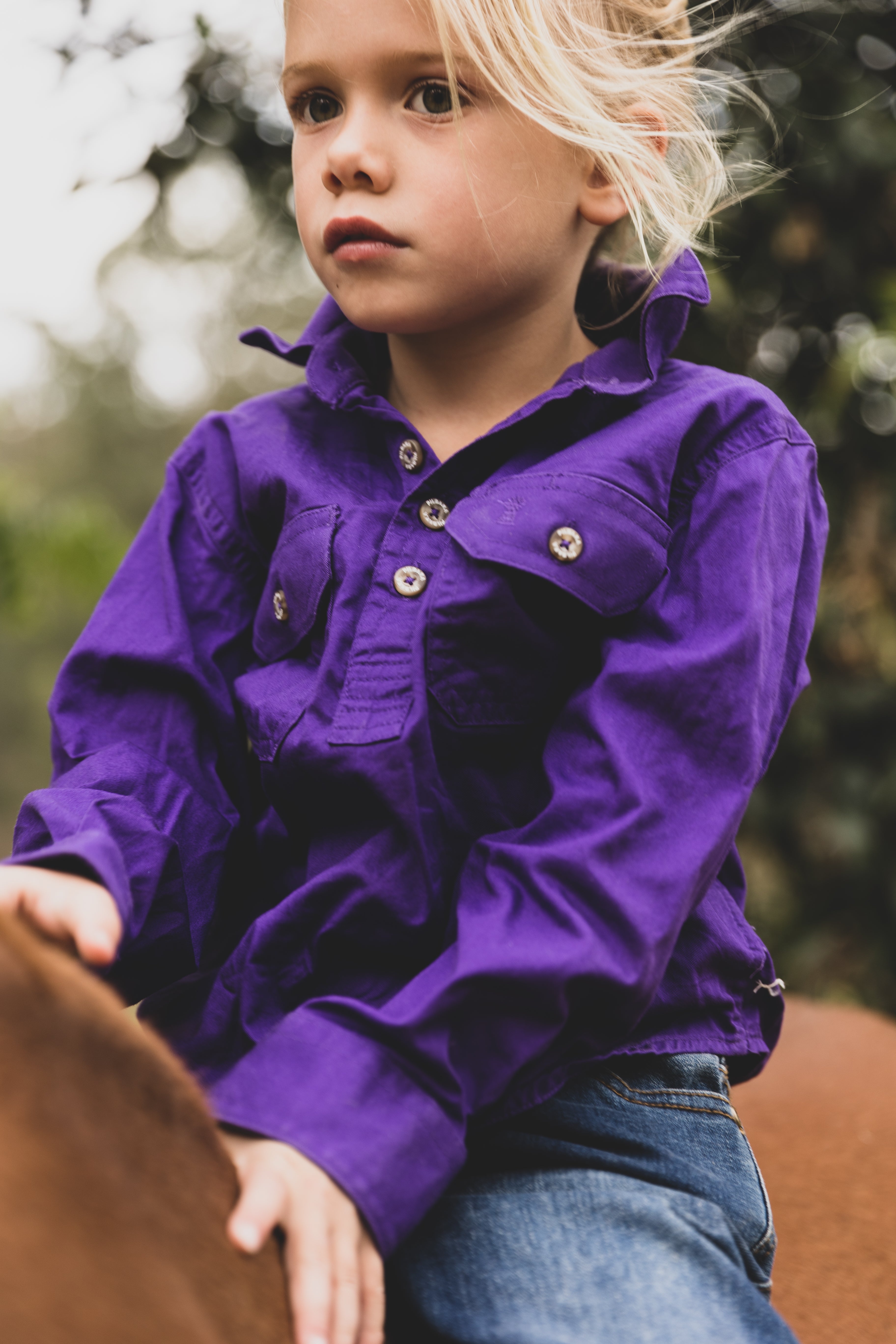 Pilbara (Kids) RM400CF - Closed Front Long Sleeve Shirt (Kelly-Green) main image 1