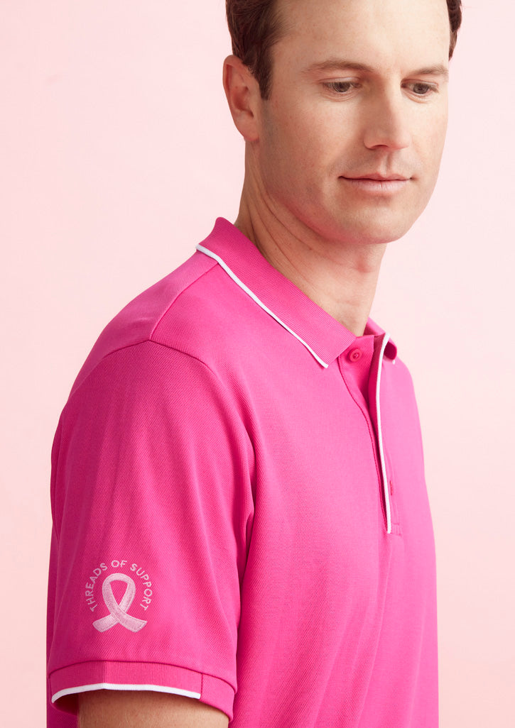 TRADIES SUPPORT THE LADIES MENS PINK SHORT SLEEVE POLO