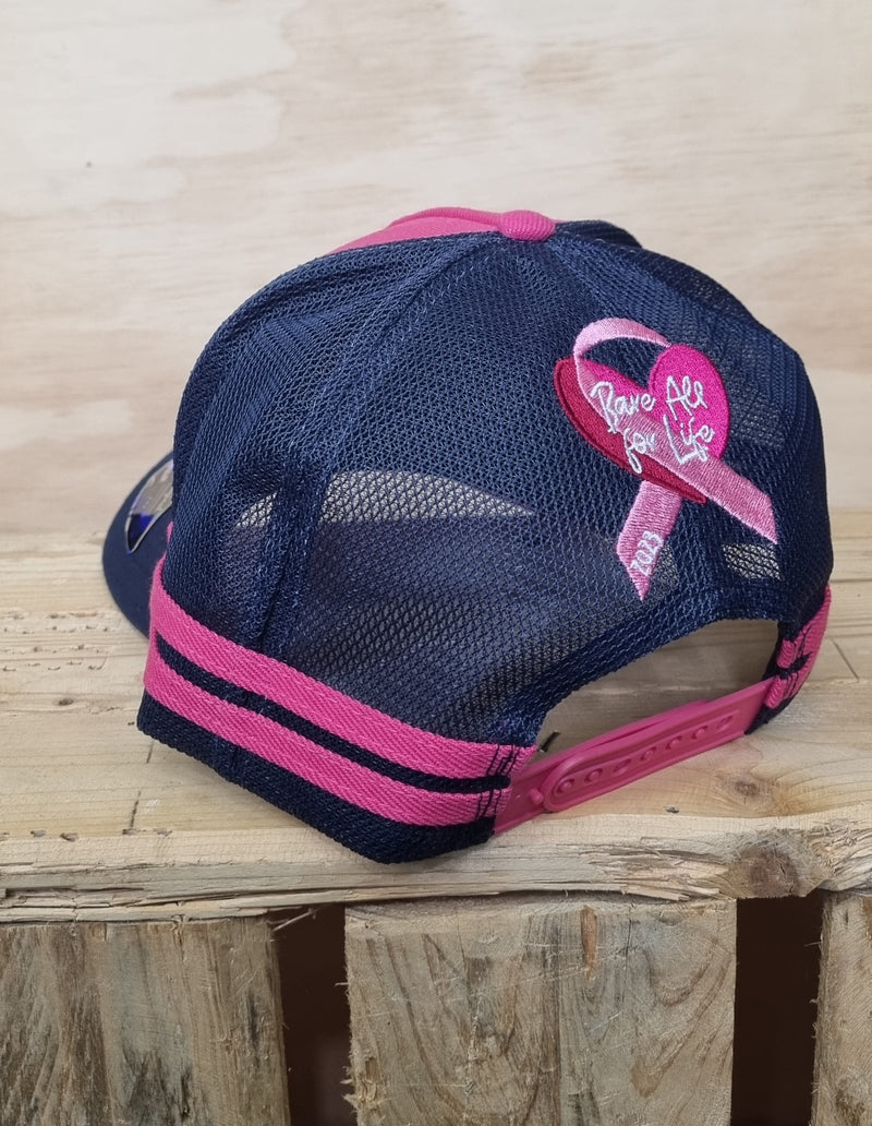 TRADIES SUPPORT THE LADIES 2 STRIPE CAP - PINK/NAVY