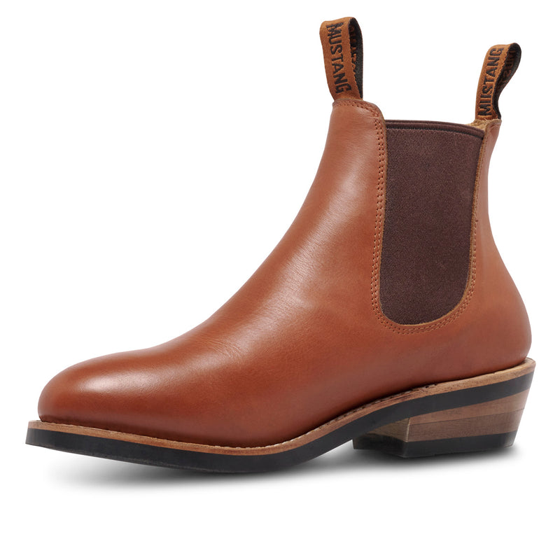 MUSTANG SIGNATURE WOMENS PULL-UP LEATHER BOOT