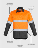 SYZMIK WORKWEAR ZW123 MENS HI VIS SPLICED INDUSTRIAL SHIRT - HOOP TAPED