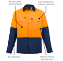 SYZMIK WORKWEAR ZW468 MENS HI VIS OUTDOOR LONG SLEEVE SHIRT